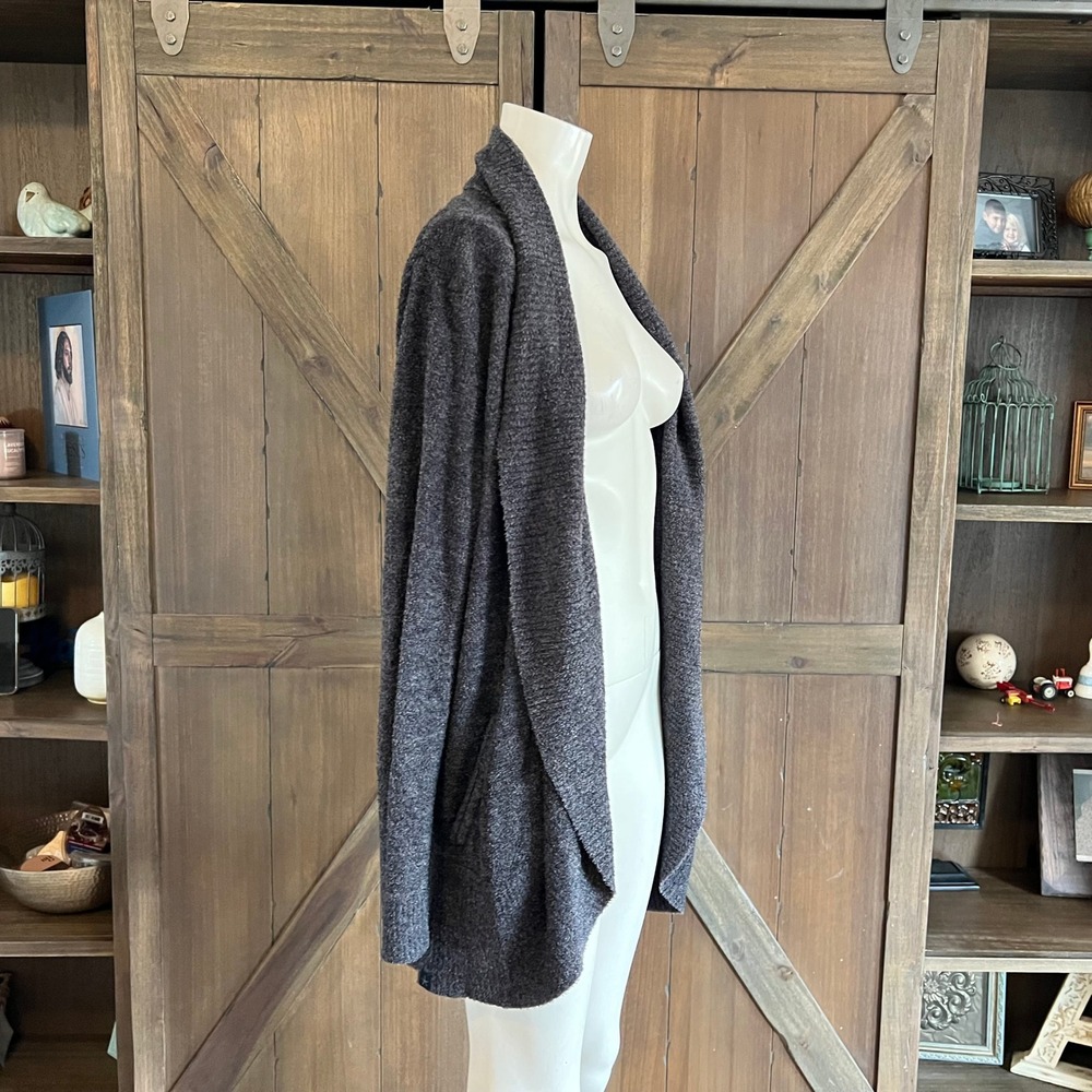 Barefoot Dreams CozyChic Lite Cardigan Charcoal Gray Shawl Collar 452 L/XL
